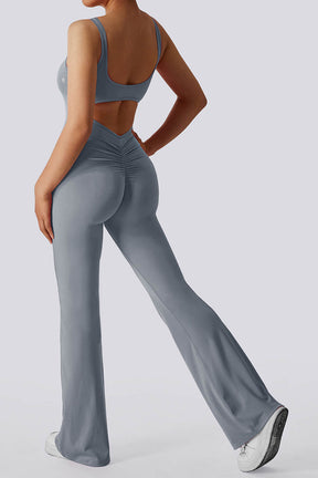 V-Back Butt Lift Flared Leg Jumpsuit