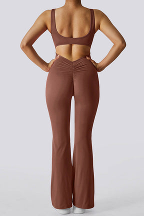 V-Back Butt Lift Flared Leg Jumpsuit