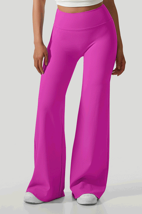 Micro Ribbed Solid Color Wide Leg Pant