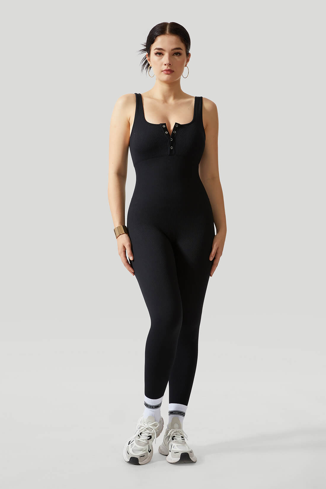 Thread Press Button Tummy Control Jumpsuit