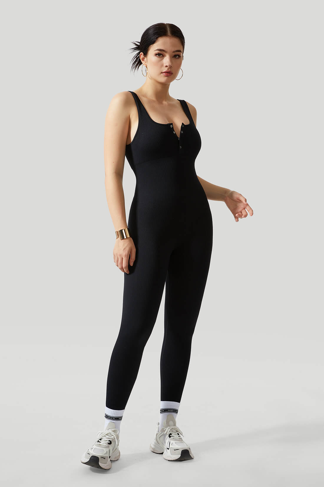 Thread Press Button Tummy Control Jumpsuit