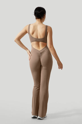 V-Back Butt Lift Flared Leg Jumpsuit