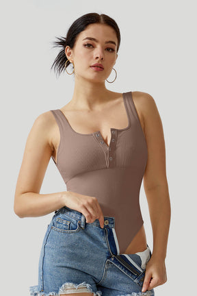 Thread Press Button Tummy Control Bodysuit