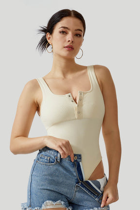 Thread Press Button Tummy Control Bodysuit