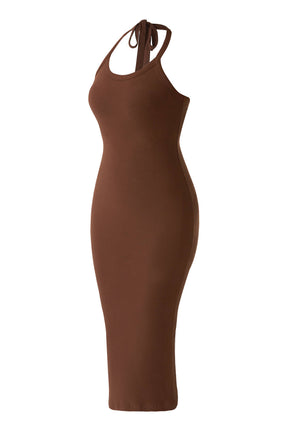 Backless Draped Neck Straps Dress With Built-in Shapewear