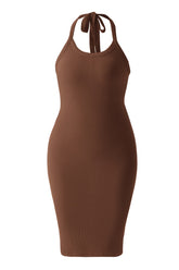 Backless Draped Neck Straps Mini Dress With Built-in Shapewear