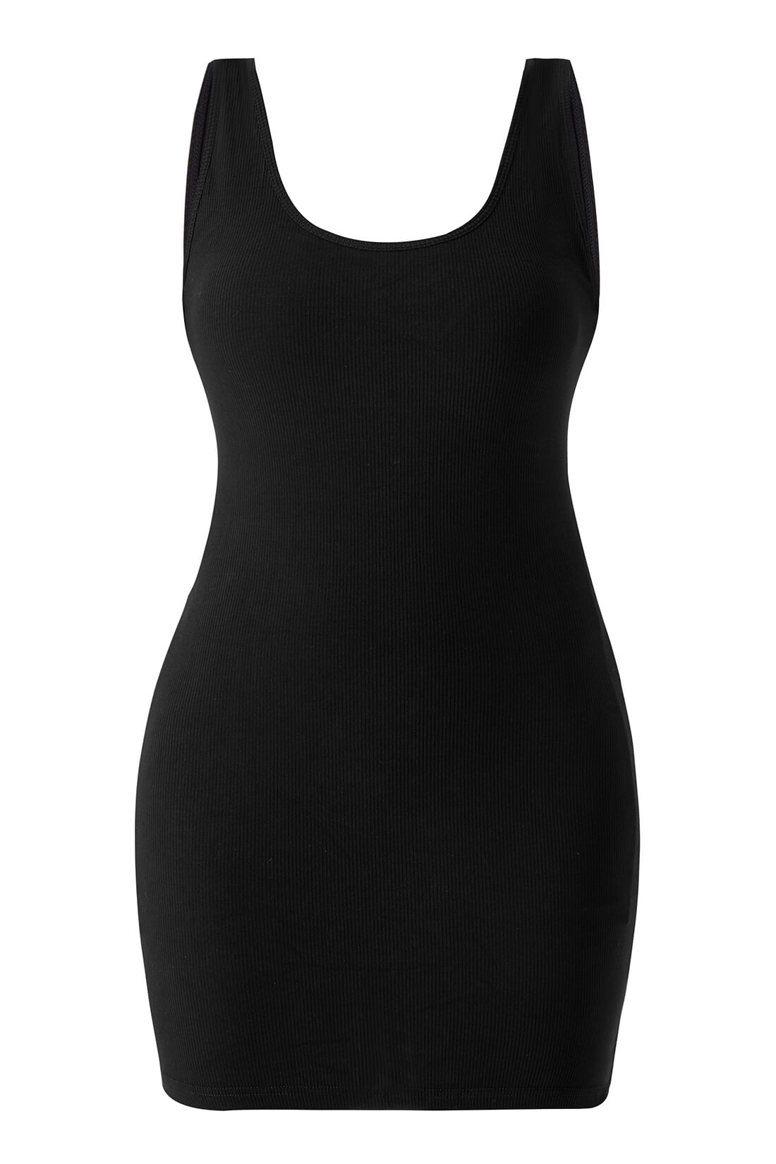 Round Neck Basic Midi Dress With Built-in Shapewear