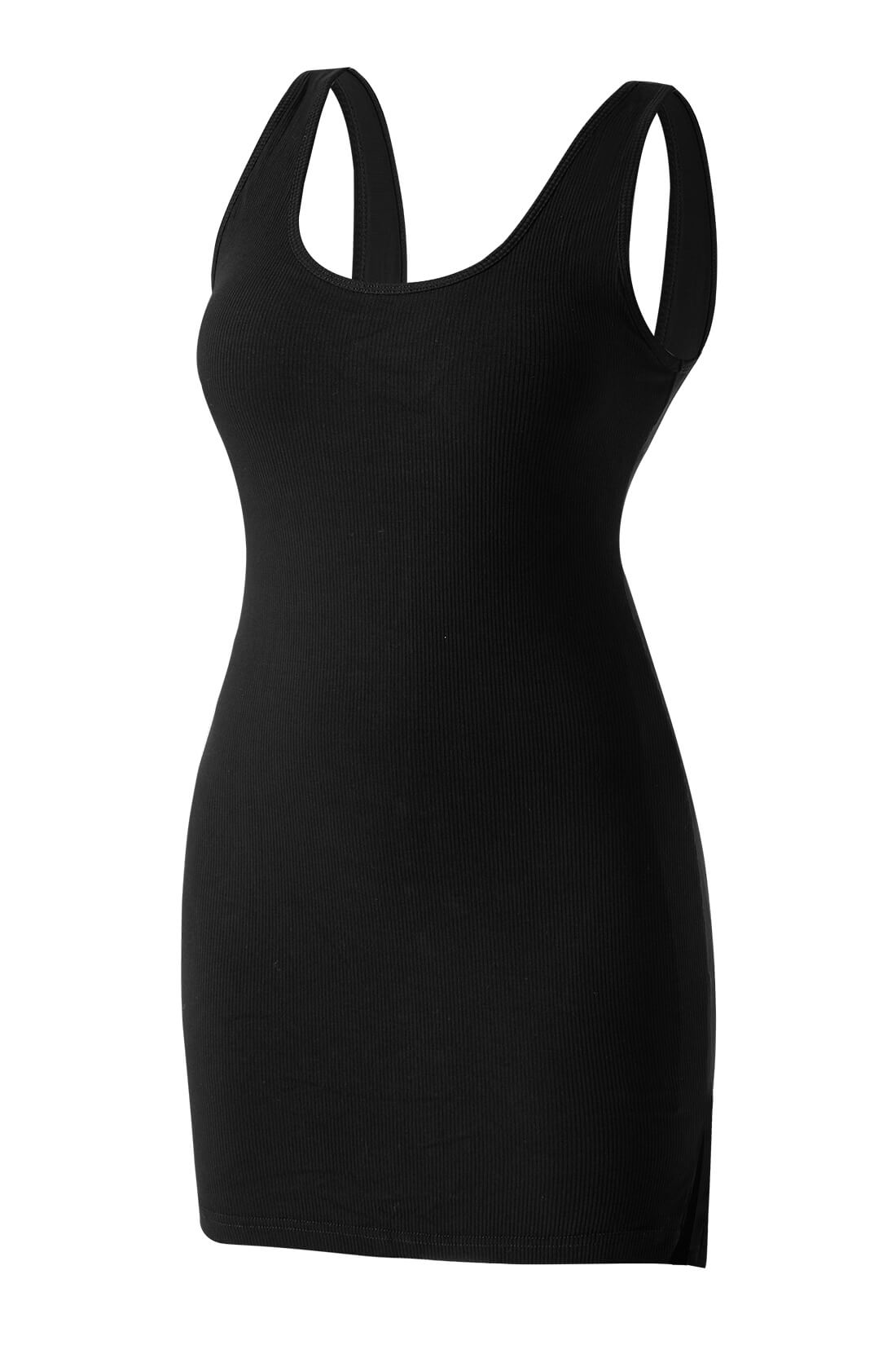 Round Neck Basic Midi Dress With Built-in Shapewear