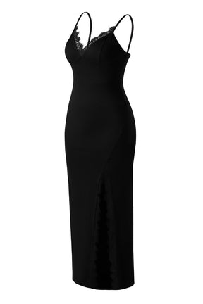 Lace Slip Split Maxi Dress With Built-in Shapewear