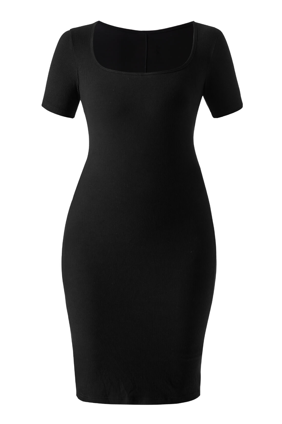 Short Sleeve Midi Dress With Built-In Shapewear