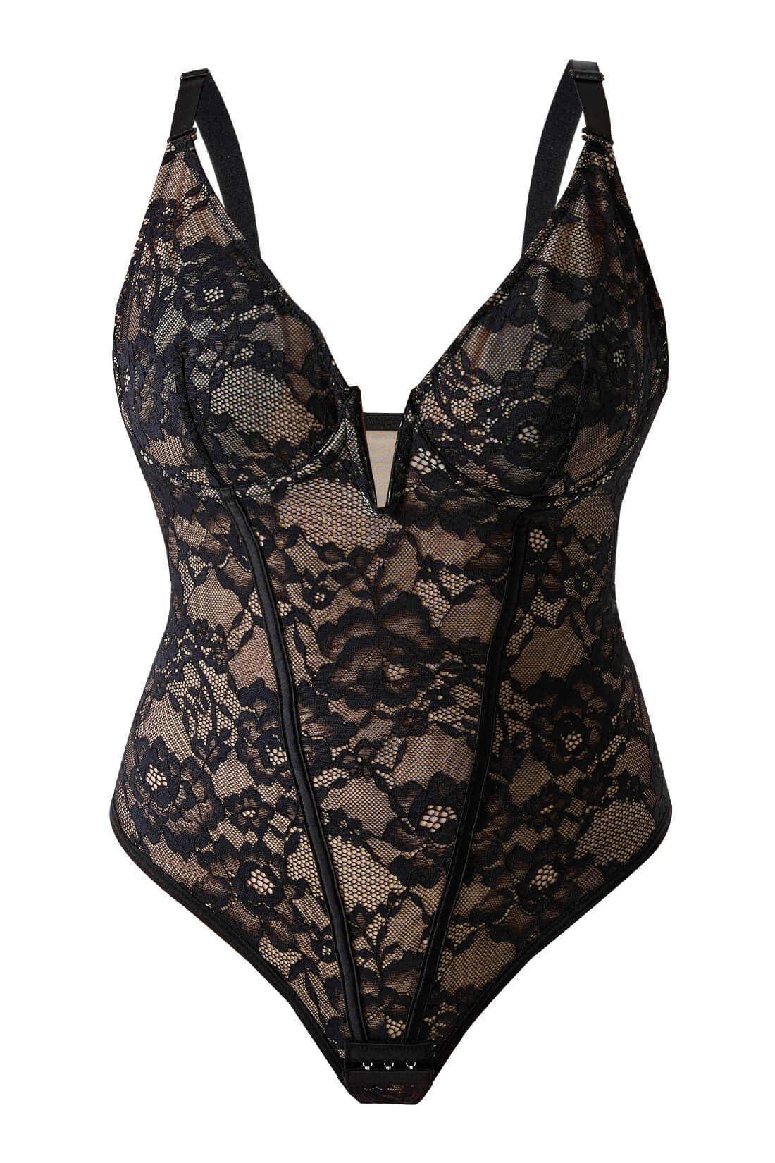 Lace Deep-V Neck Bodysuits