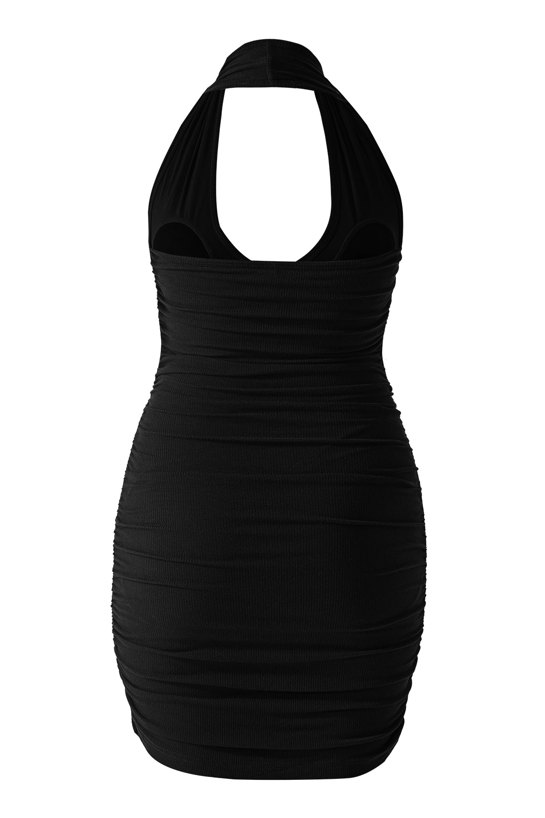 Neck Ruched Mini Dress With Built-in Shapewear