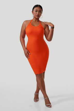 Backless Draped Neck Straps Mini Dress With Built-in Shapewear