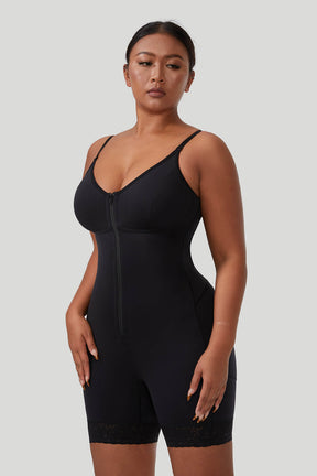 Zipper Seamed Shapewear Romper