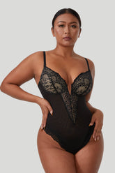 Lace Deep-V Shapewear Bodysuits