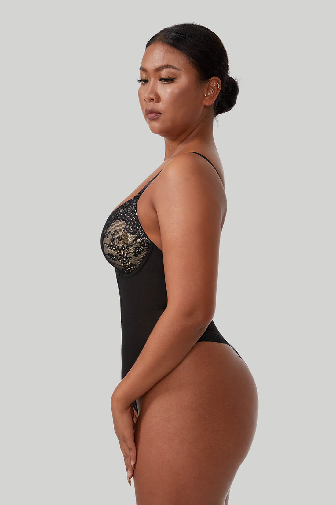 Lace Deep-V Shapewear Bodysuits