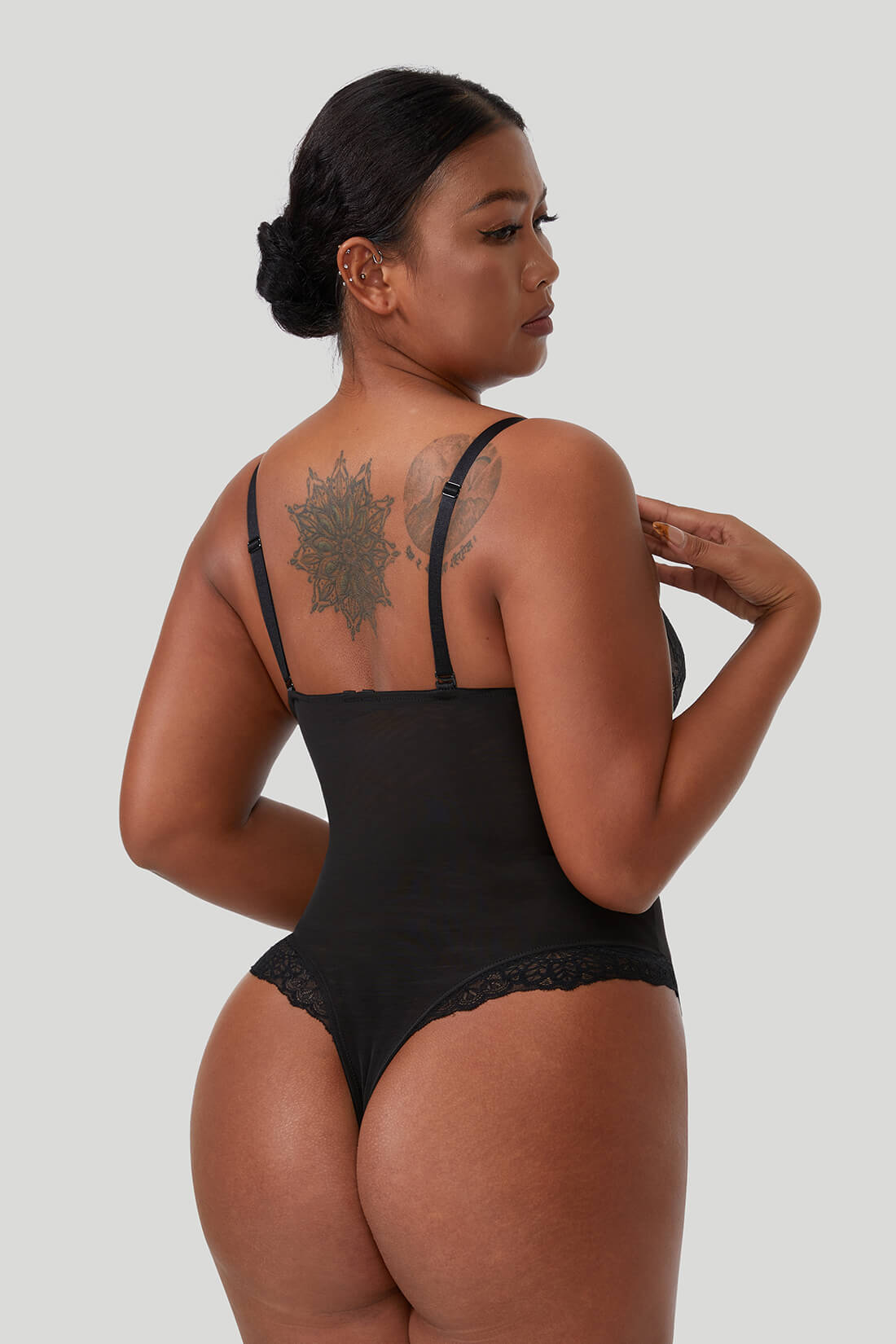 Lace Deep-V Shapewear Bodysuits