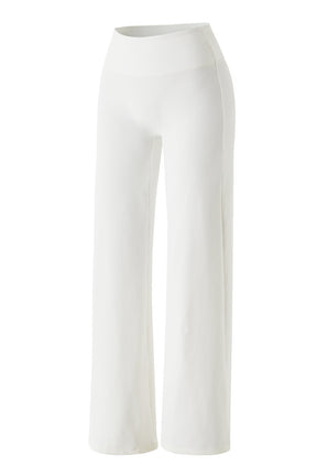 Micro Ribbed Solid Color Wide Leg Pant