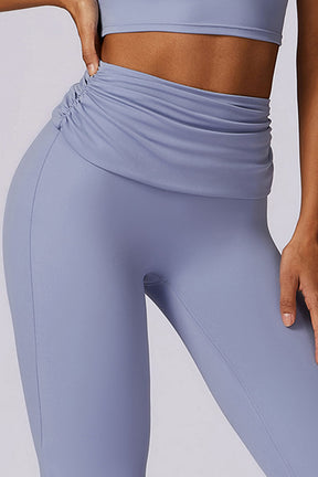 Waist Pull Pleat Flared Leg Yoga pants