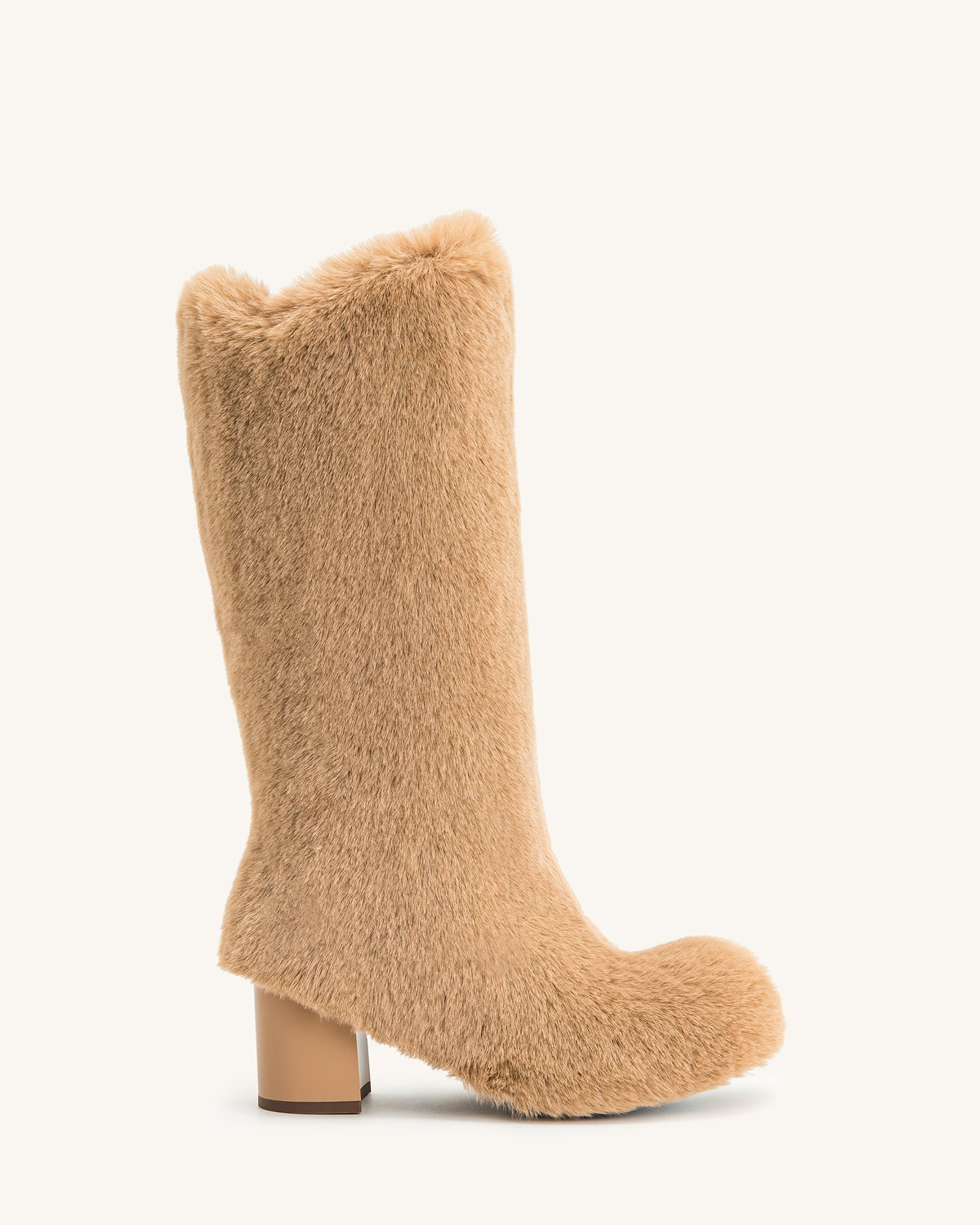 Bottes Isabella en fausse fourrure à tige plissée - Beige