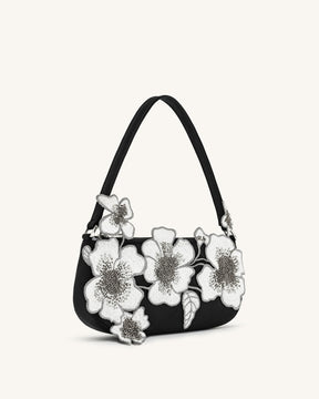 Leona Sac d'Épaule Orné de Perles - Noir