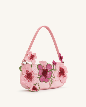 Leona Sac d'Épaule Orné de Perles - Rose