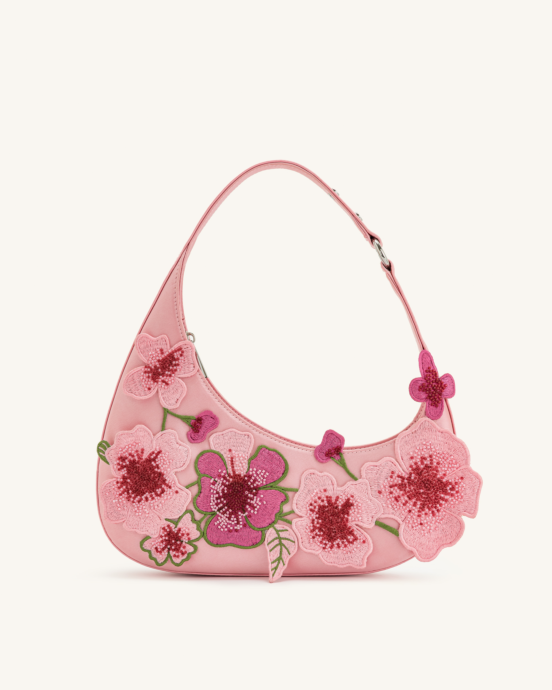 Sac à épaule brodé Harlee - Rose