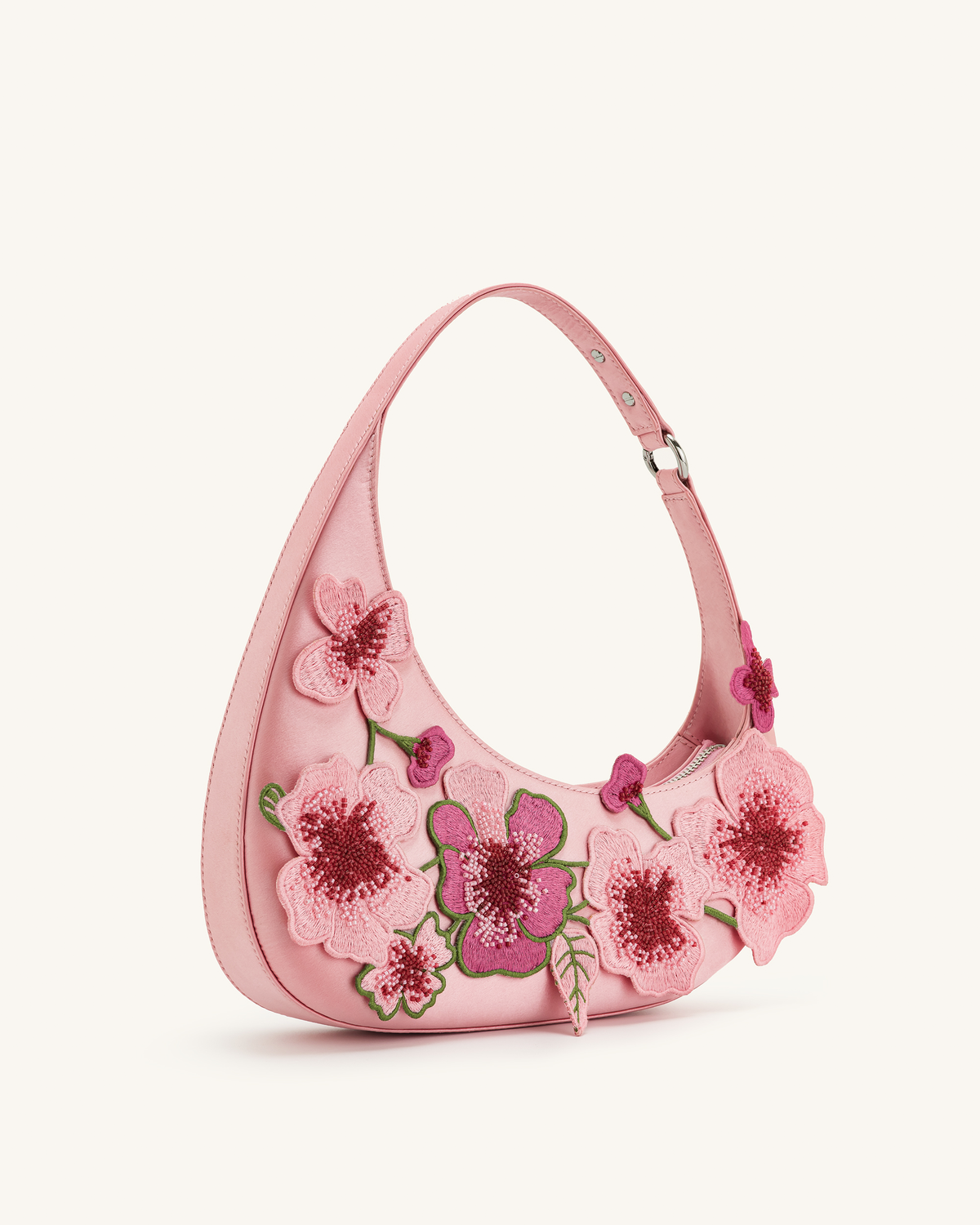 Sac à épaule brodé Harlee - Rose