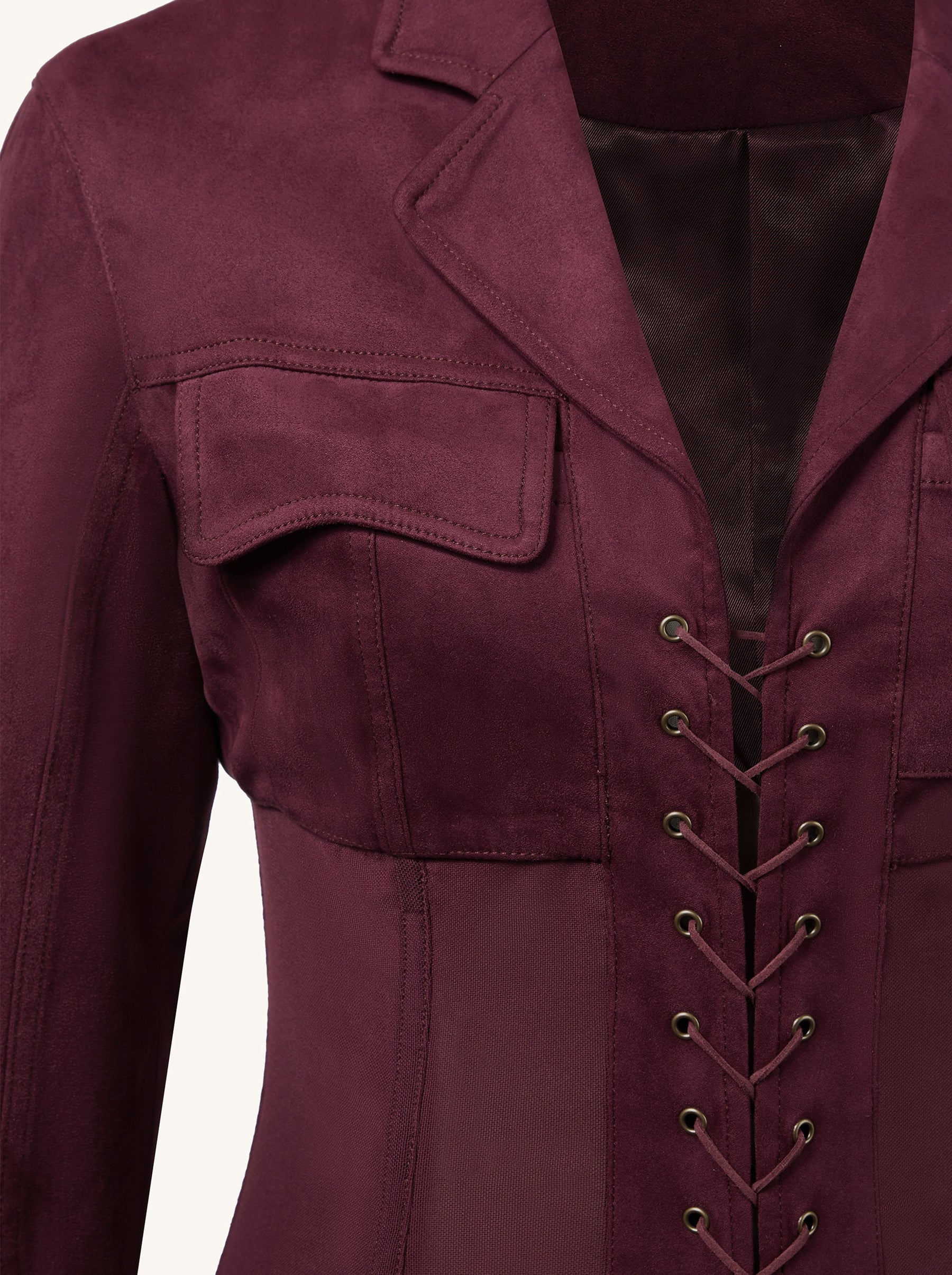 Robe courte avec veste corset en suédine - Bordeaux