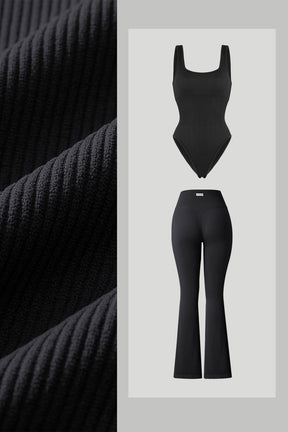 Thread Bodysuit Match Flared Legging Yoga set