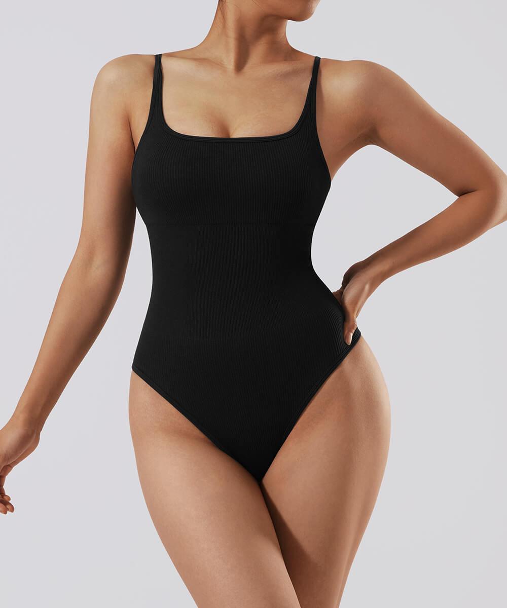 Backless Ribbed Spaghetti Strap Bodysuit