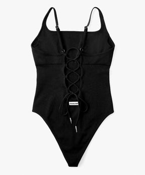 Backless Ribbed Spaghetti Strap Bodysuit