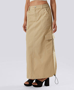 Casual Drawstring Flap Pocket Cargo Skirt