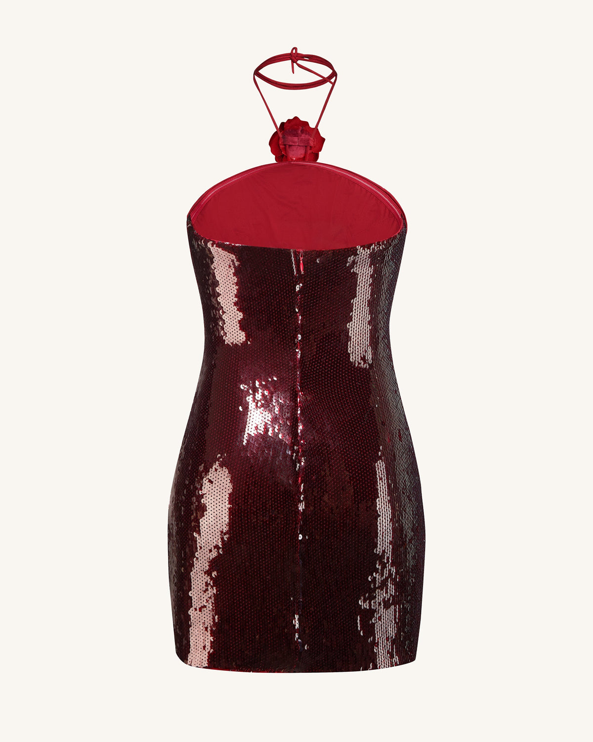 Robe mini à sequins col halter bordeaux - Bourgogne