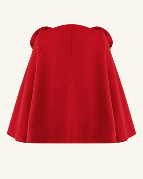 Manteau Cape Clara avec Appliques Florales - Rouge