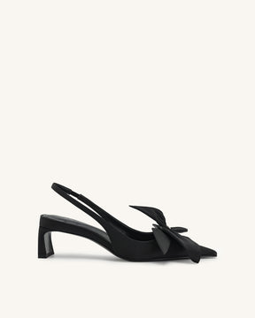 Escarpins slingback avec appliques florales Queena - Noir