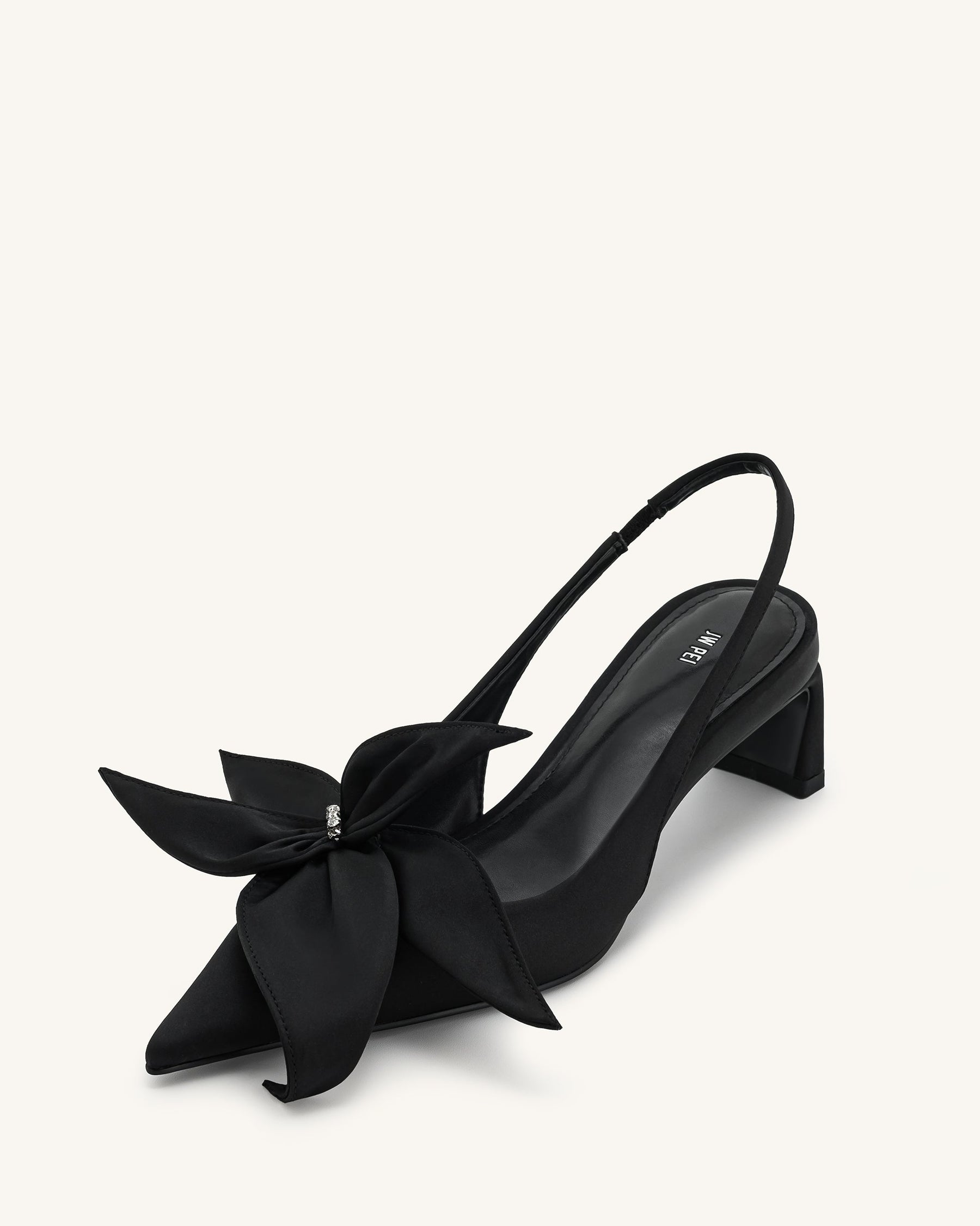 Escarpins slingback avec appliques florales Queena - Noir