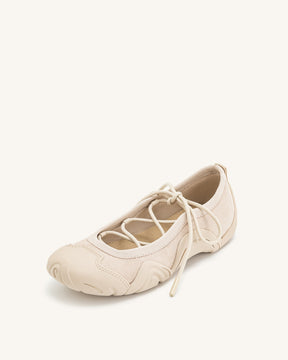 Baskets Ballerines à Lacets Caitlin - Beige