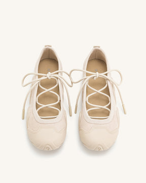 Baskets Ballerines à Lacets Caitlin - Beige