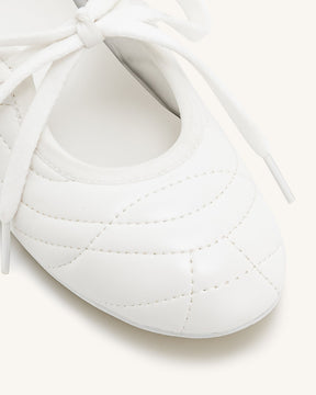 Ballerines à lacets avec surpiqûres Erika - Blanc