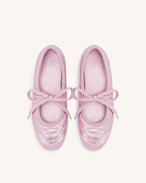 Ballerines à lacets avec surpiqûres Erika - Rose