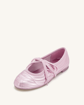 Ballerines à lacets avec surpiqûres Erika - Rose