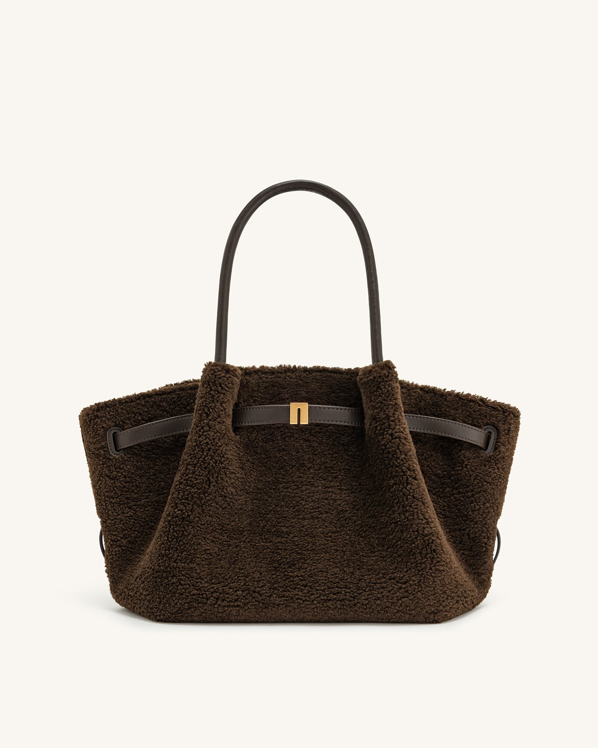 Sac fourre-tout moyen en fausse fourrure Hana - Marron moka