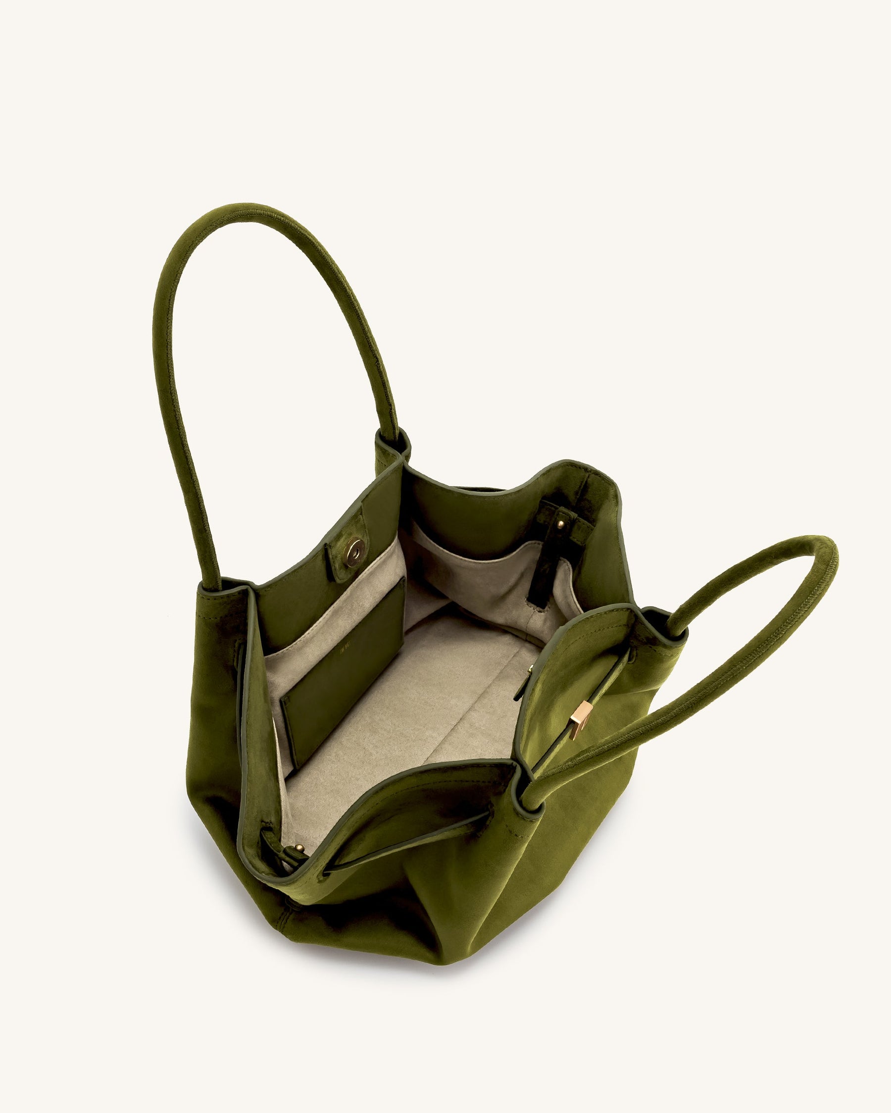 Sac fourre-tout moyen en similicuir suédé Hana - Vert Olive Foncé