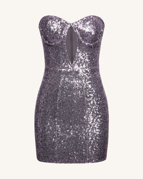 Robe Mini Sans Bretelles à Paillettes Violette Brynlee - Violette