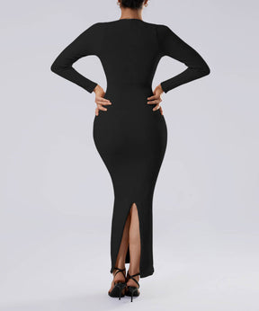 Long Sleeve Queen Anne Neckline Dress