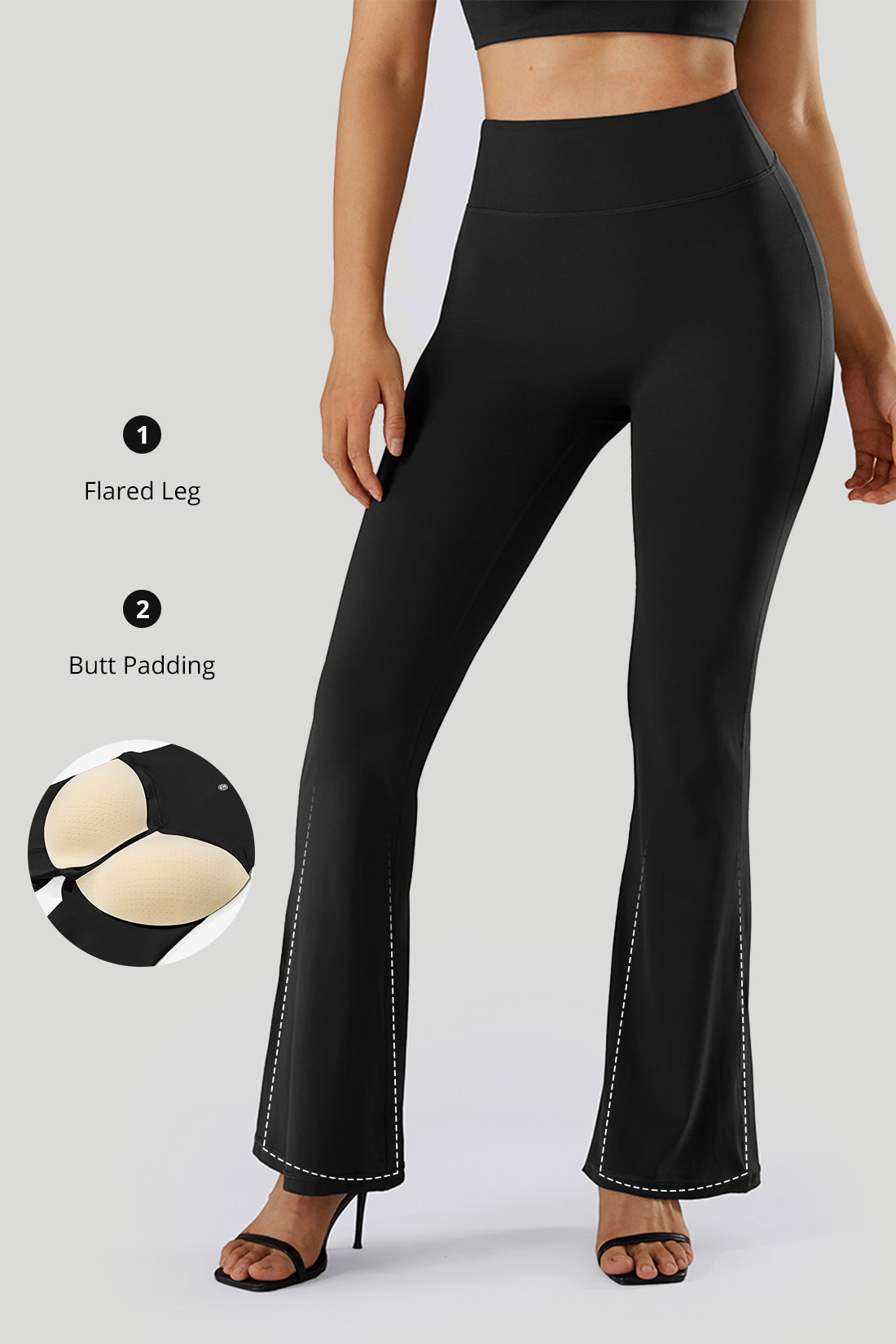 Butt Padding Flared Leg Seamed Shaping Legging