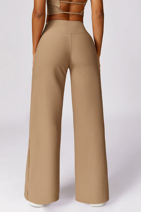 Micro Ribbed Solid Color Wide Leg Pant