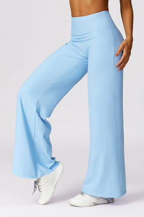 Micro Ribbed Solid Color Wide Leg Pant