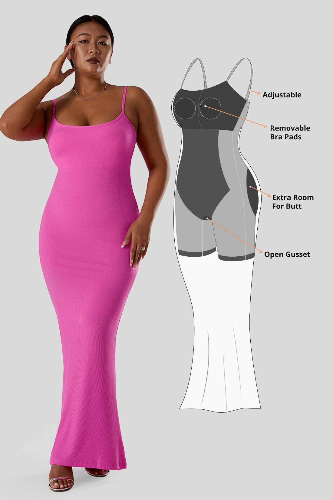 Spaghetti Strap Dress With Built in Shapewear